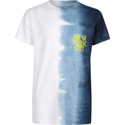 Boys blue New York side fade T-shirt